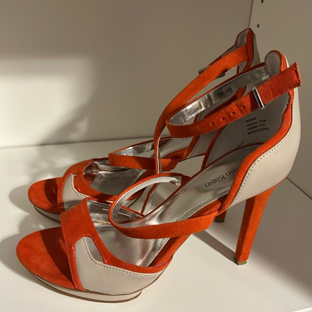 Cream and Orange shoes
